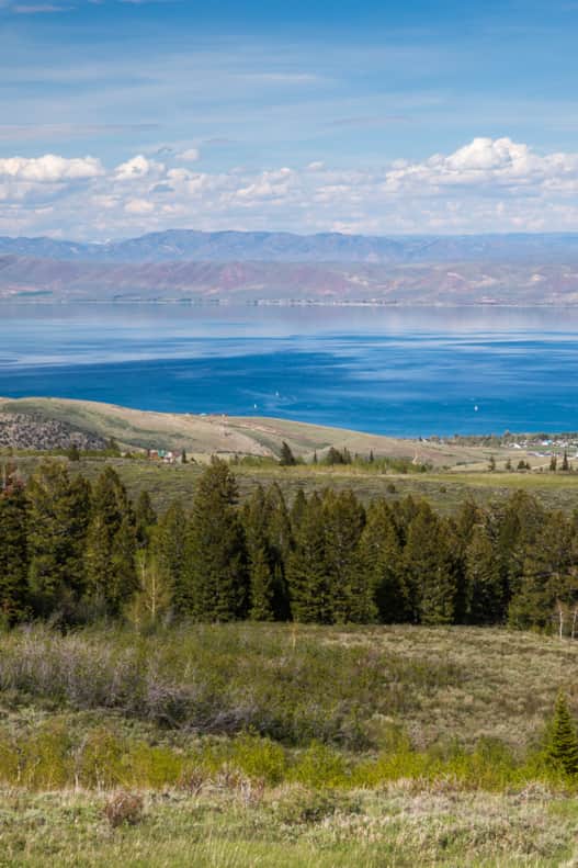 An overlook of Bear Lake, one of Utah's state parks.