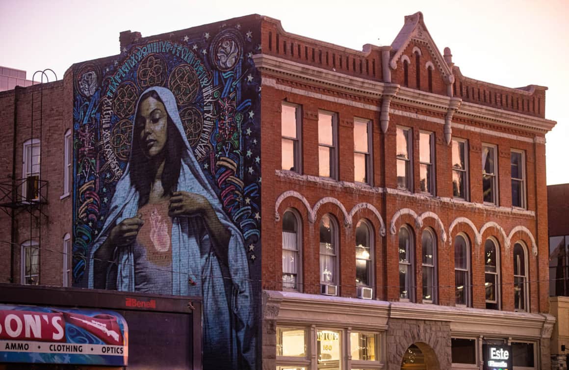 Ave Maria mural by El Mac & Retna in downtown Salt Lake City.
