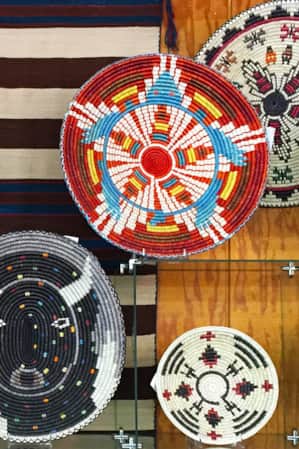 A display of hand-woven bowls.