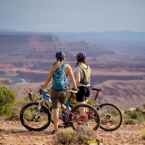 The Intrepid Trail System in Dead Horse Point State Park is great for beginner and intermediate riders and leads to amazing views of the Colorado River.