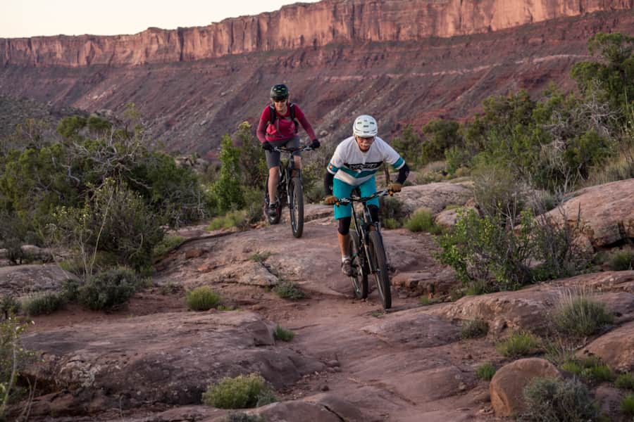 Moab is not necessarily the best place to learn how to mountain bike unless you hire a guide who can show you the ropes and lead you on the routes.
