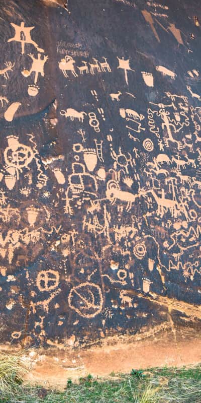 Nearby Newspaper Rock has an impressive display of petroglyphs.