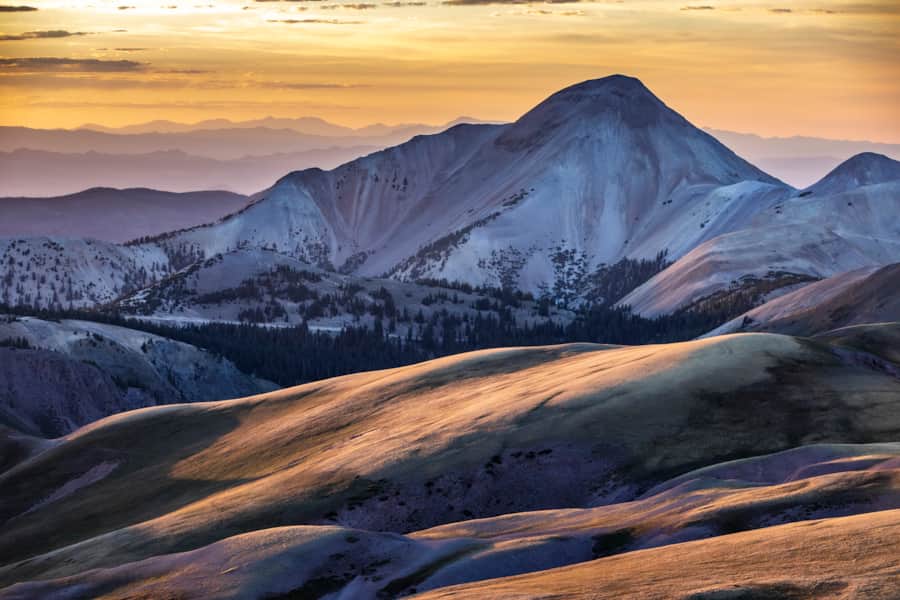 Tushar Mountains during a golden sunset.