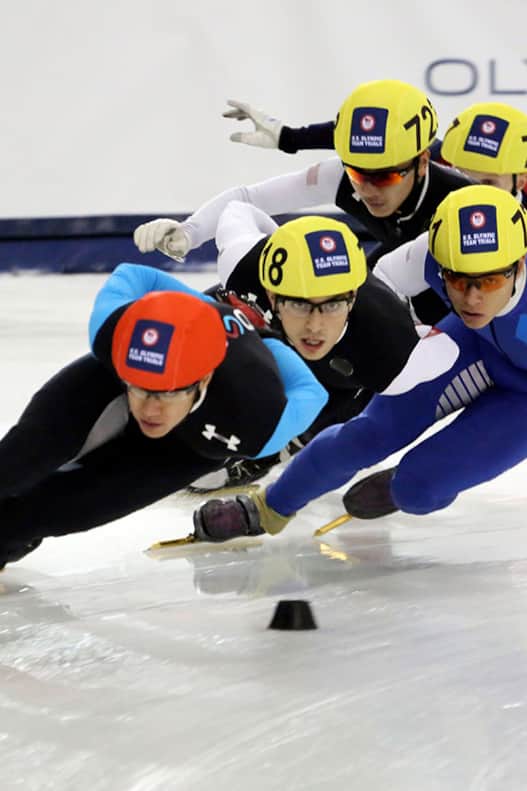 Speed skaters at the Olympic Oval.