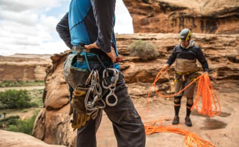 Core equipment is your helmet, harness and rappel device.