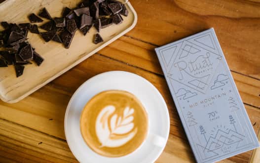 Grab a latte to go with an in-house handcrafted chocolate bar at Ritual Chocolate.