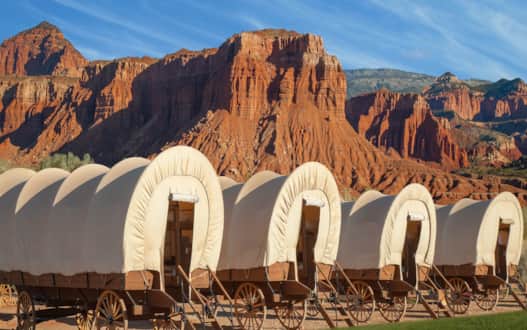 Capitol Reef's conestoga wagons.