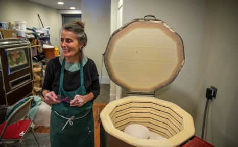 Artist Kathleen Royster at her studio in Helper