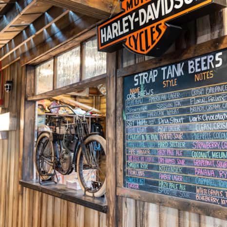 List of the daily beers on tap at Strap Tank Brewery.
