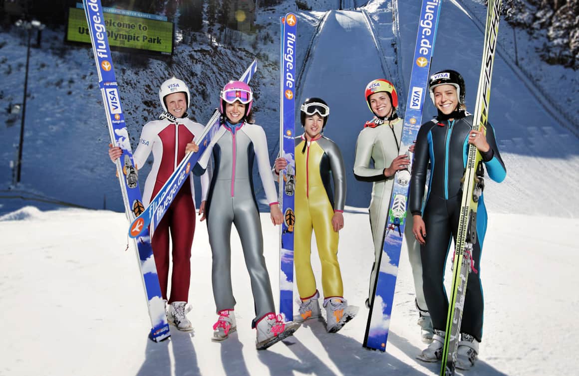 The women ski jumpers of Park City.