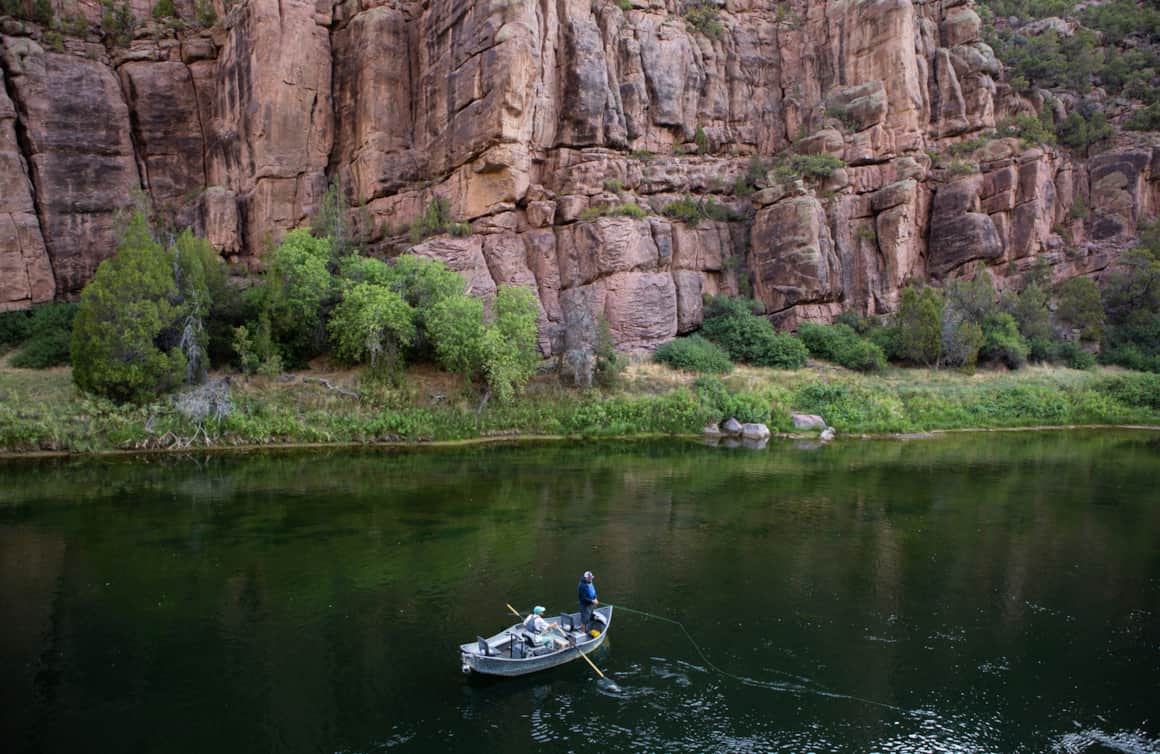 Writer Brett Prettyman and fly fishing guide Colby Crossland fish on the Green River.