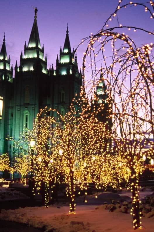 Temple Square's light show.