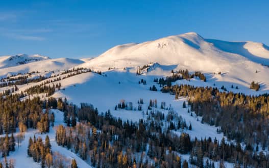 A view of the snow-covered Tushar Mountains.
