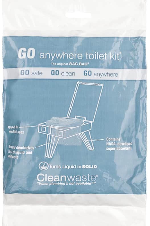 When you're looking to keep things lightweight, a W.A.G. bag is your best option for #2 in the outdoors. It can also be paired with a portable squat toilet.