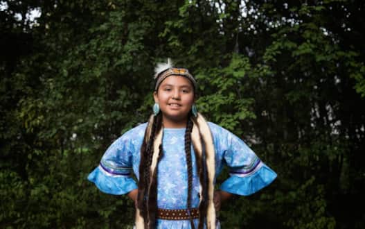 Shoshone Jingle Dress Dancer at the Meet the Shoshone event in Weber County.