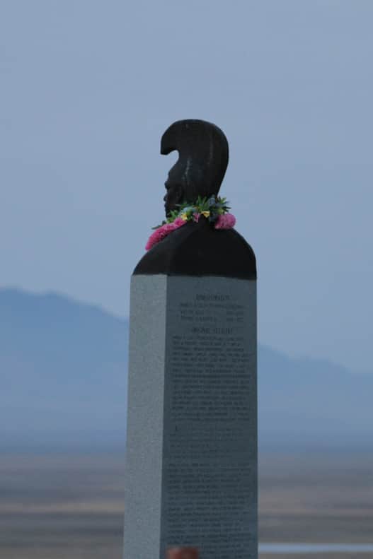 A momument and memorial at Iosepa Cemetery.