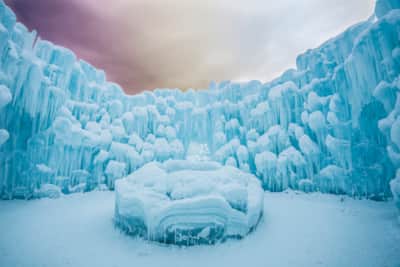 Archways, mazes, tunnels and more are handcrafted from over 25 million pounds of ice.