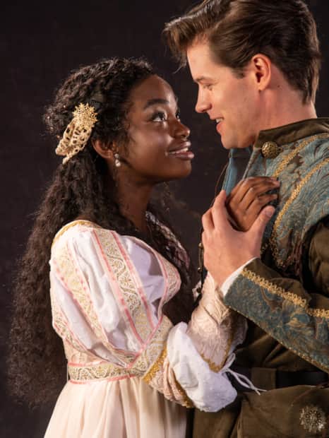 Naiya Vanessa McCalla and Ty Fanning in the Utah Shakespeare Festival’s 2023 production of Romeo and Juliet.