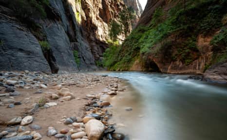The Virgin River flows through Zion National Park.