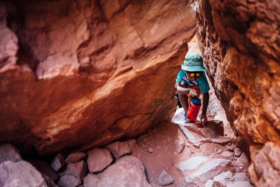 By July, the water levels of the Green River are usually low enough that some guide companies take kids as young as six years old.