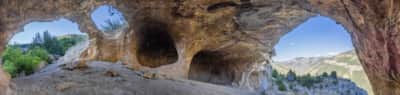 Panorama view of inside the Wind Caves.