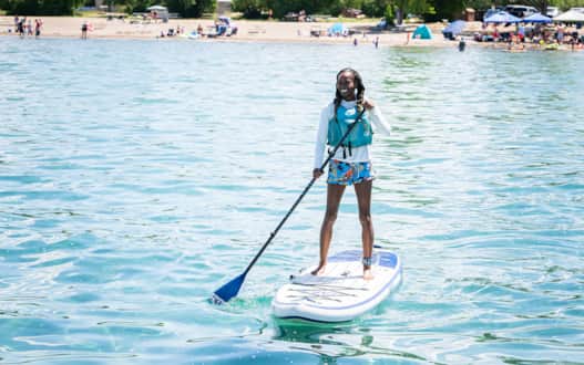 Free beach access and calm water make Garden City Park Beach an ideal spot to paddle out on a SUP.