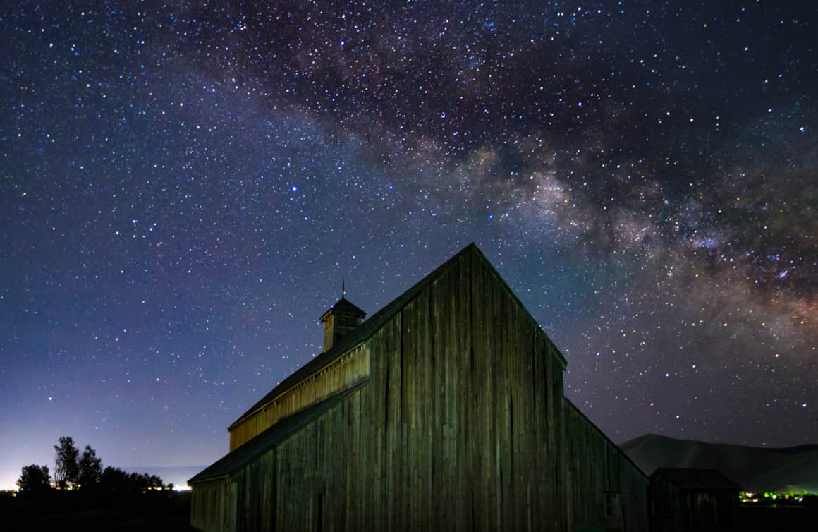 The Milky Way over Heber's historic Tate Barn.