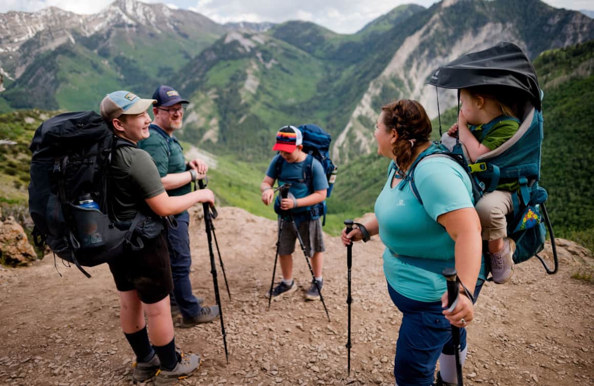 Melody Forsyth and her husband Vic hiking Buffalo Peak with three of their children.
