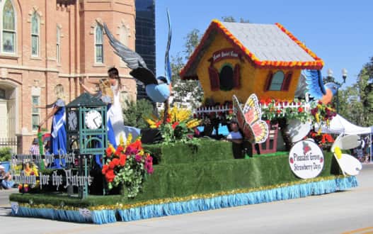 The Strawberry Days parade features impressive floats, dancers and music.