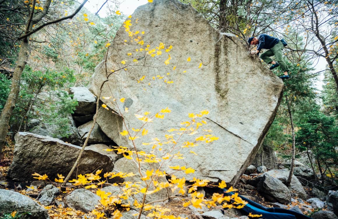 Massive granite boulders surround areas just off Utah State Route 210 in Little Cottonwood Canyon.