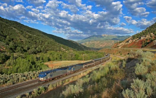 From Chicago, the Zephyr's course runs west, turning south through the plains of Nebraska to Denver, across the Rockies to Salt Lake City, and then through Reno and Sacramento into Emeryville/San Francisco.