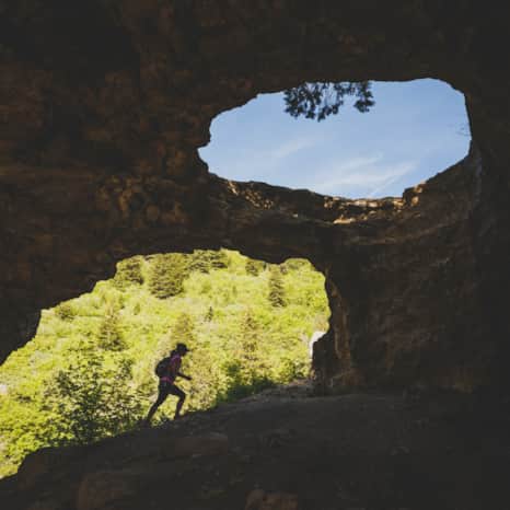 Hiking Wind Cave in Logan Canyon.