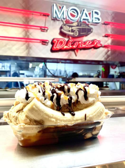 Moab Diner serves an assortment of ice cream flavors and sundaes.