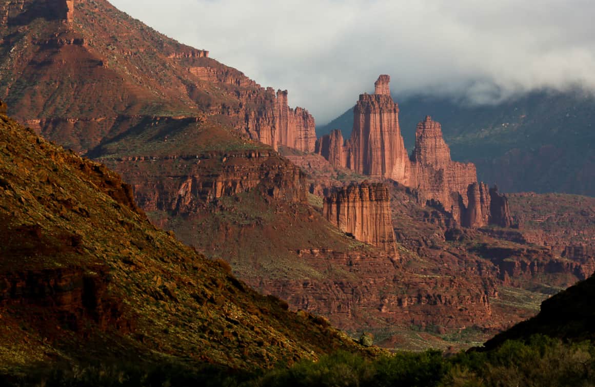 A view of Fisher Towers near Moab.