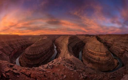 Located north of Mexican Hat, Goosenecks State Park is an easy-to-get-to area with a million-dollar view. Look down upon the San Juan River 1,000 feet below you and see the results of 300 million years of erosion.