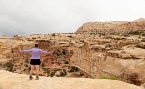 The park’s name combines the popular term for an uplifted landmass, “reef,” with a visual resemblance of the park’s many white Navajo Sandstone domes to that of the nation’s Capitol Building.