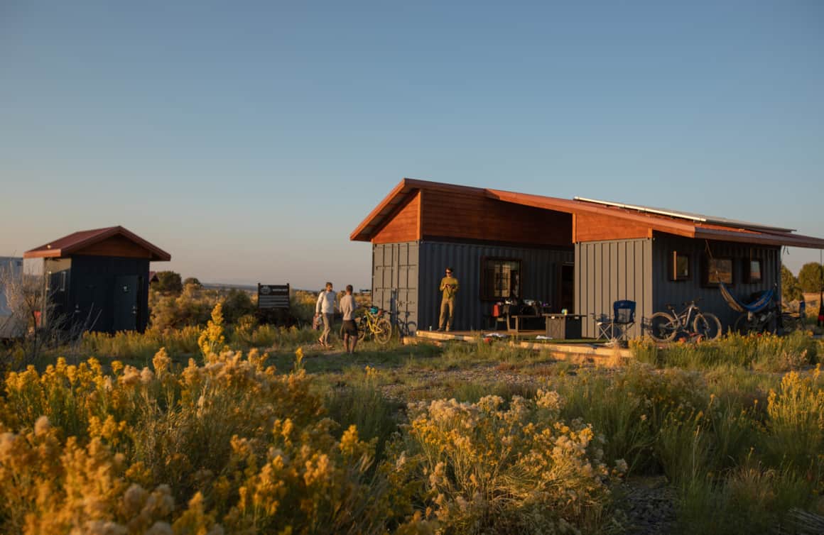 The huts were built using decommissioned shipping containers and each is packed to the gills with snacks, meals and drinks for visitors.