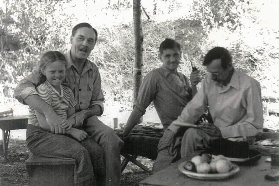 Dixon and his friends, Adrienne Line, Arthur Miller, and Conrad Buff in 1943.