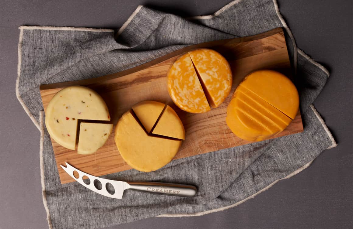 The Creamery's signature cheeses: Pepper Jack, Gouda, Colby Jack and Medium Cheddar