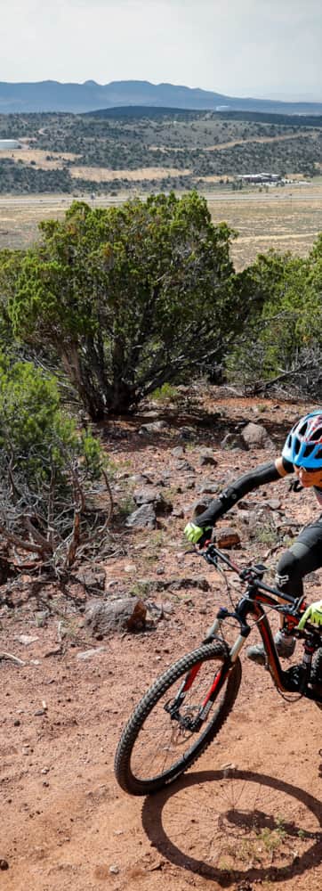 Mountain biker riding the Lichen It Trail near Cedar City.