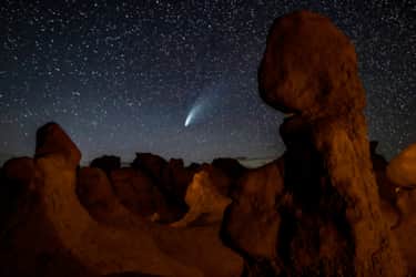 After dark, the outlines of the 'goblins' create a foreground to the nightly star show.