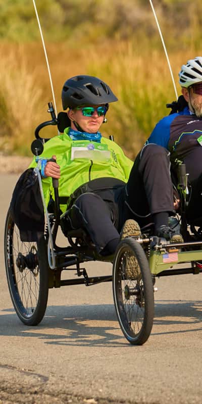 Josh Fohner, riding the 25-mile Summit Challenge with his dad Mike.