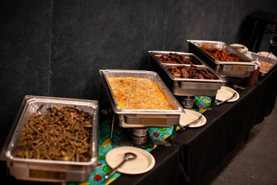 Trays of garlic mashed potatoes, green beans and bacon and classic macaroni with a southern twist are the perfect sides.