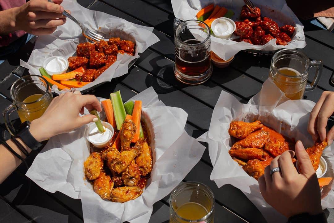 Trolley Wing Company's chicken and vegan wings.