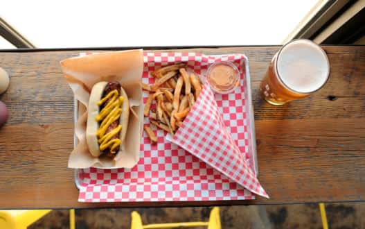 Beer Bars sausages are crafted from whole Berkshire hogs and beef sourced at Christiansen’s Family Farms in Fairfield, Utah.