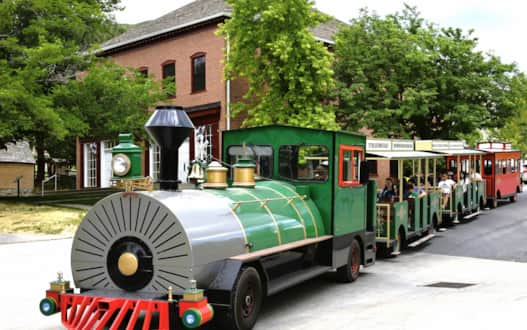 Historic replica trains — including the 119, Jupiter and Blackhawk — take guests for rides around the park.