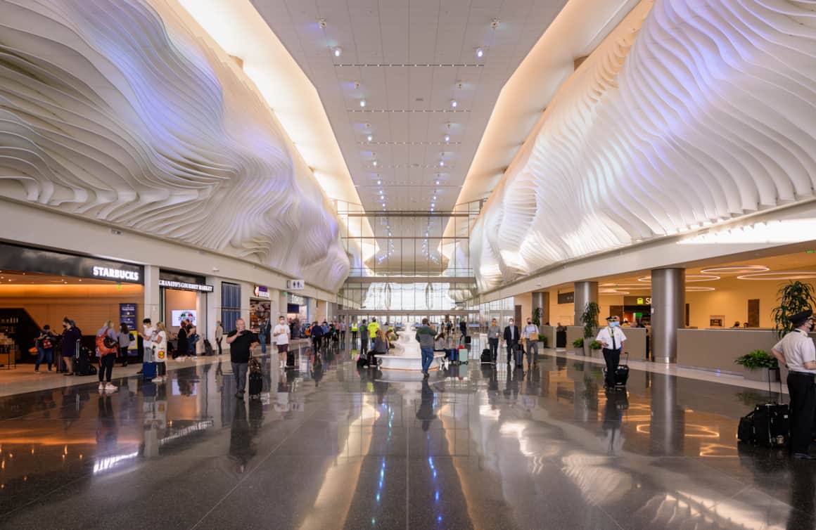 The new Salt Lake City International Airport features beautiful murals and art installations.
