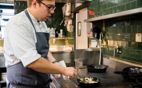 Chef Mike Blocher builds pork broth with delicately cooked fungi sourced from Intermountain Gourmet Mushrooms.