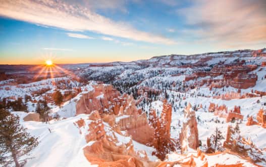 Bryce Canyon can see quite a bit of snowfall, so be sure to consult the rangers on trail conditions and what gear is appropriate.