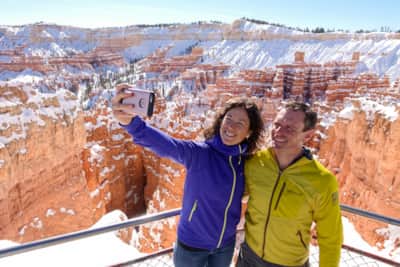Photo opportunities abound in a wintry Bryce Canyon National Park.